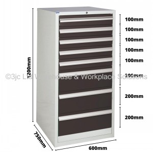 Euroslide Storage Cabinet 8 Drawer 1200mm Type 3